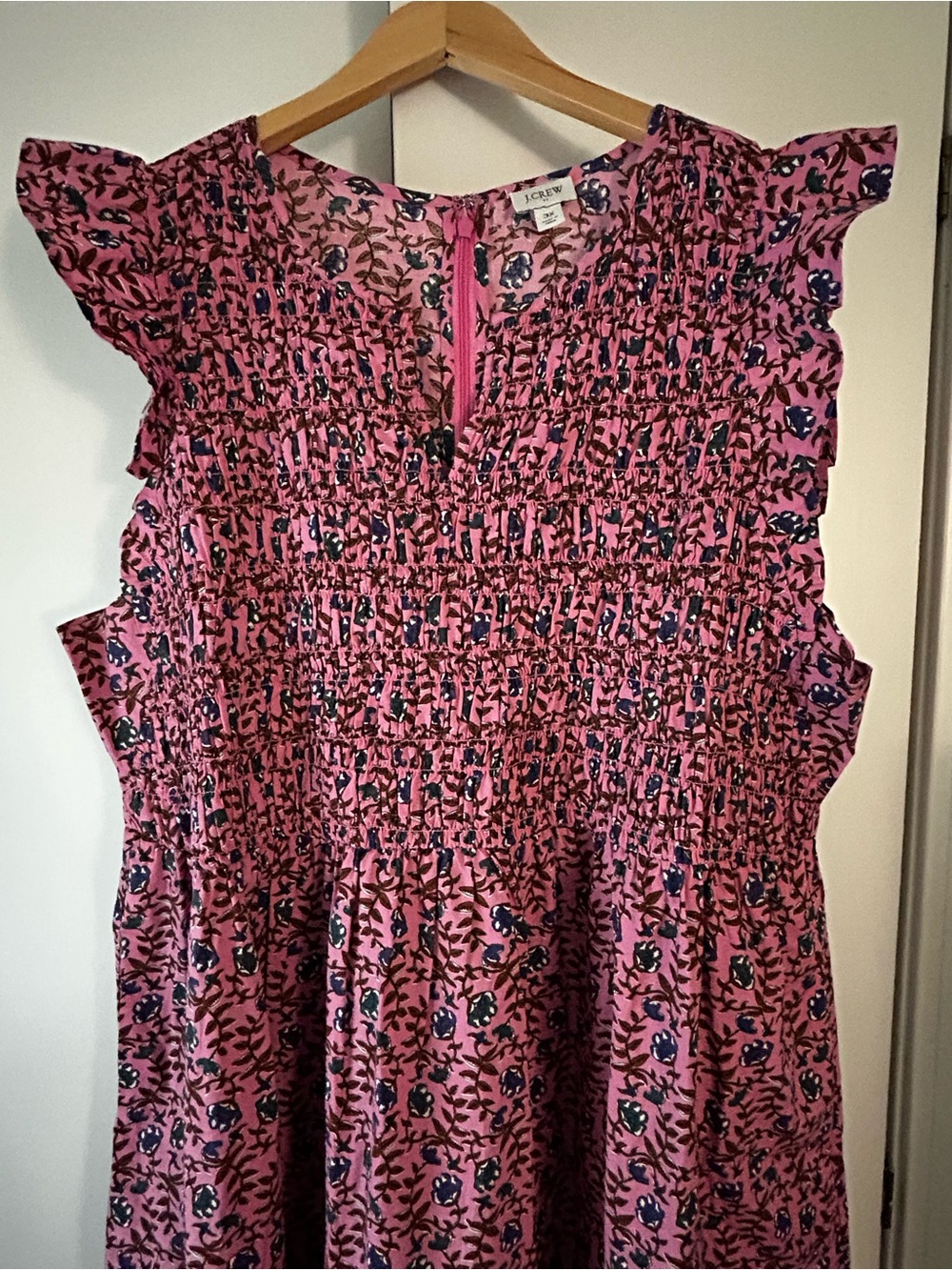 J Crew Smocked Floral Print Dress 3X - Picture 2 of 5